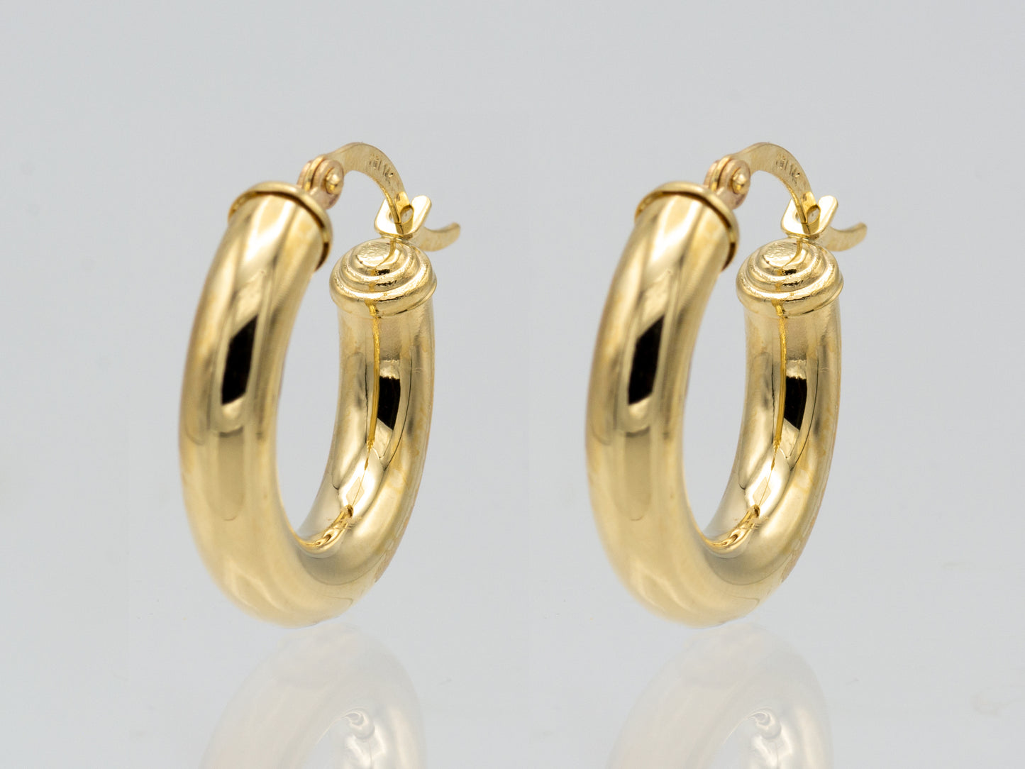 14K Solid gold Round Hollow thick chunky hoops earrings
