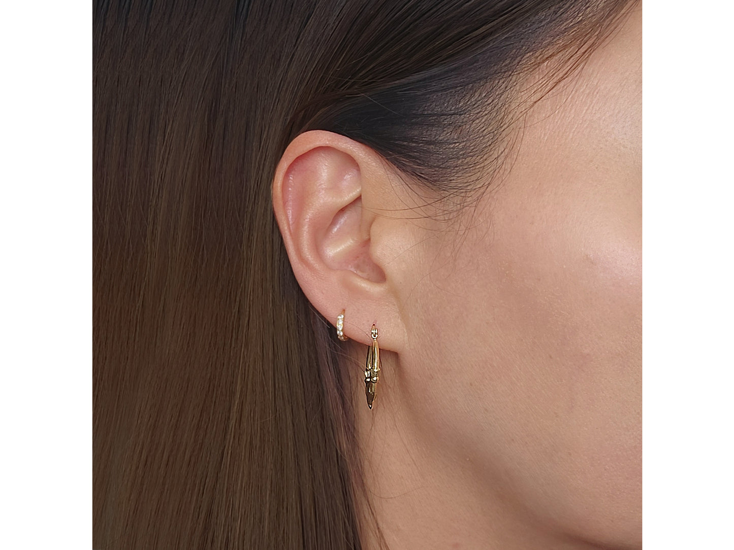 14K Solid Gold Claddagh Hoop Earrings