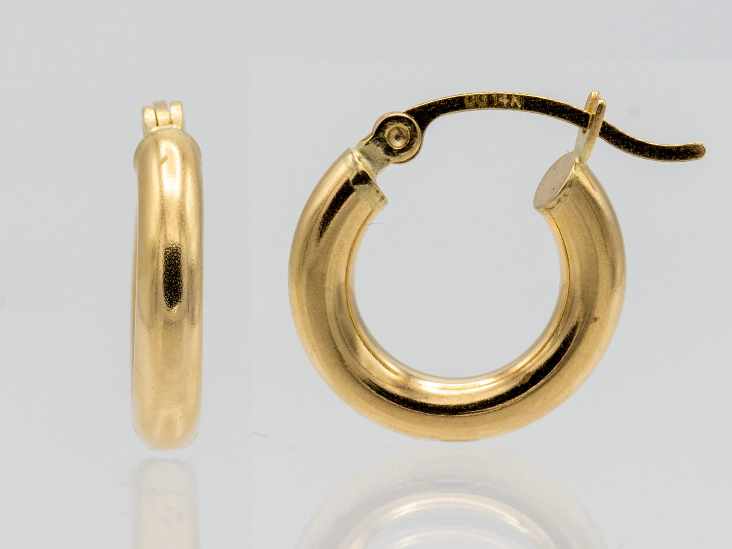 14K Solid gold Round Hollow thick chunky hoops earrings