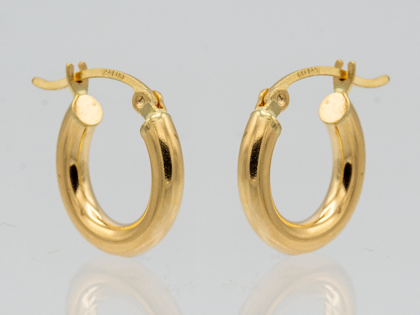 14K Solid gold Round Hollow thick chunky hoops earrings