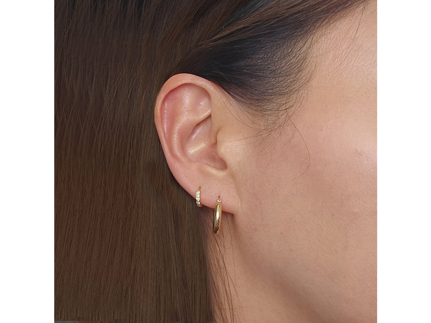 14K Solid gold Round Hollow thick chunky hoops earrings
