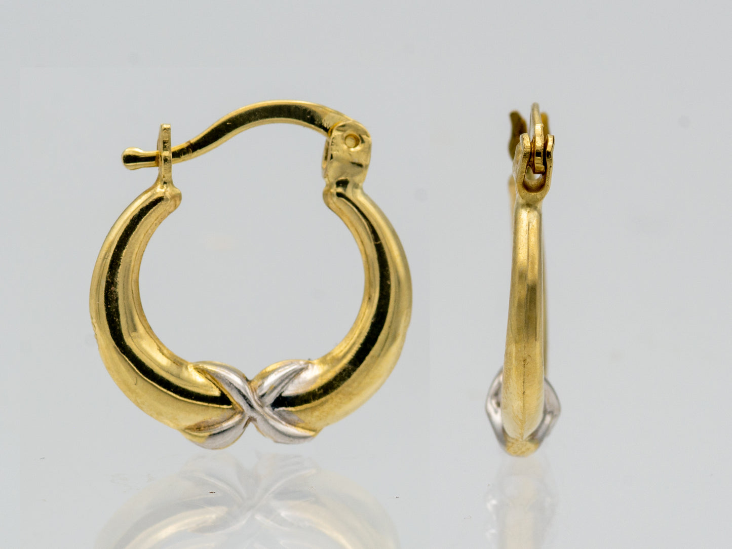 14K Solid Two-Tone Gold Infinity Hoop Earrings
