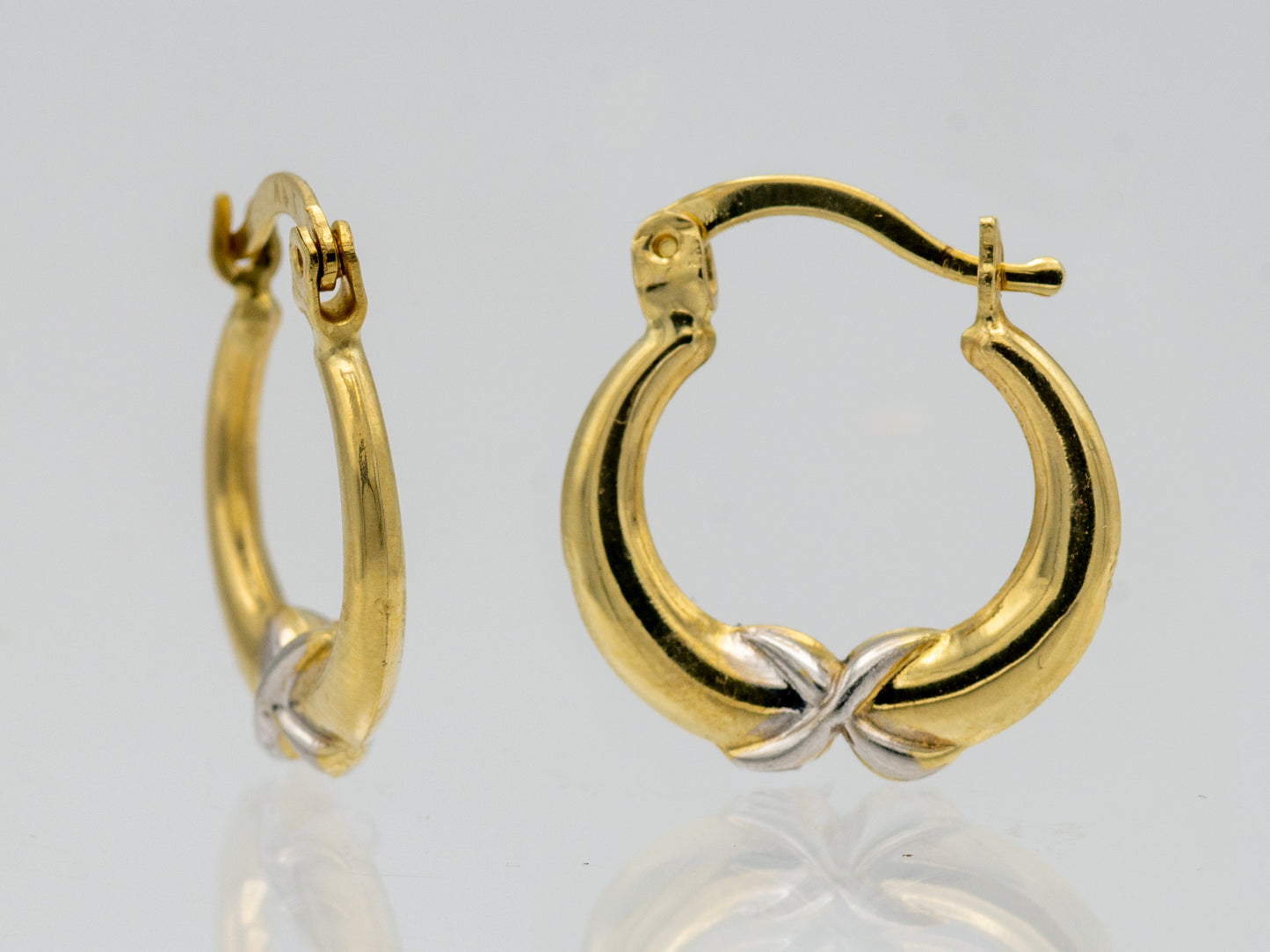 14K Solid Two-Tone Gold Infinity Hoop Earrings