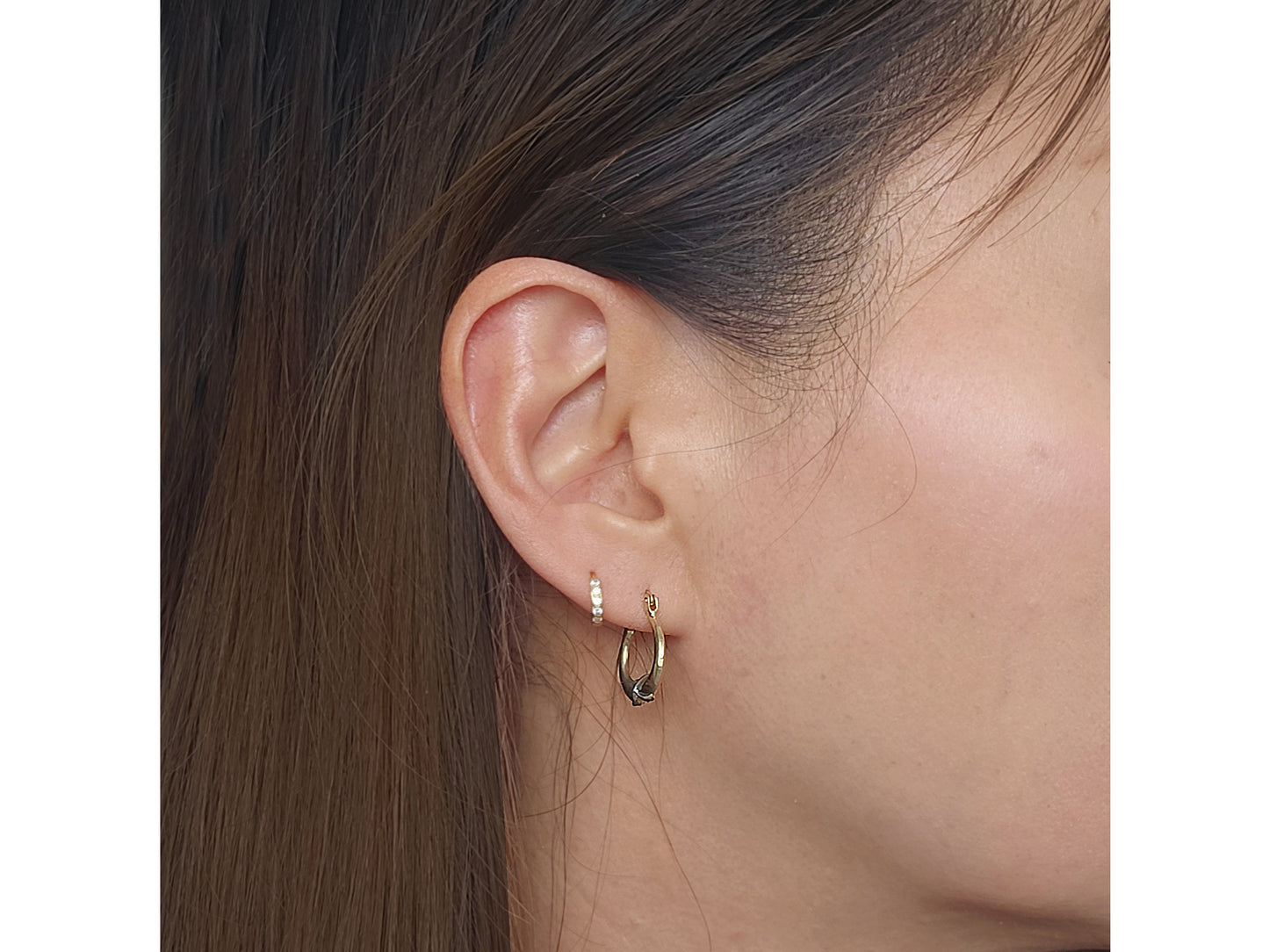 14K Solid Two-Tone Gold Infinity Hoop Earrings