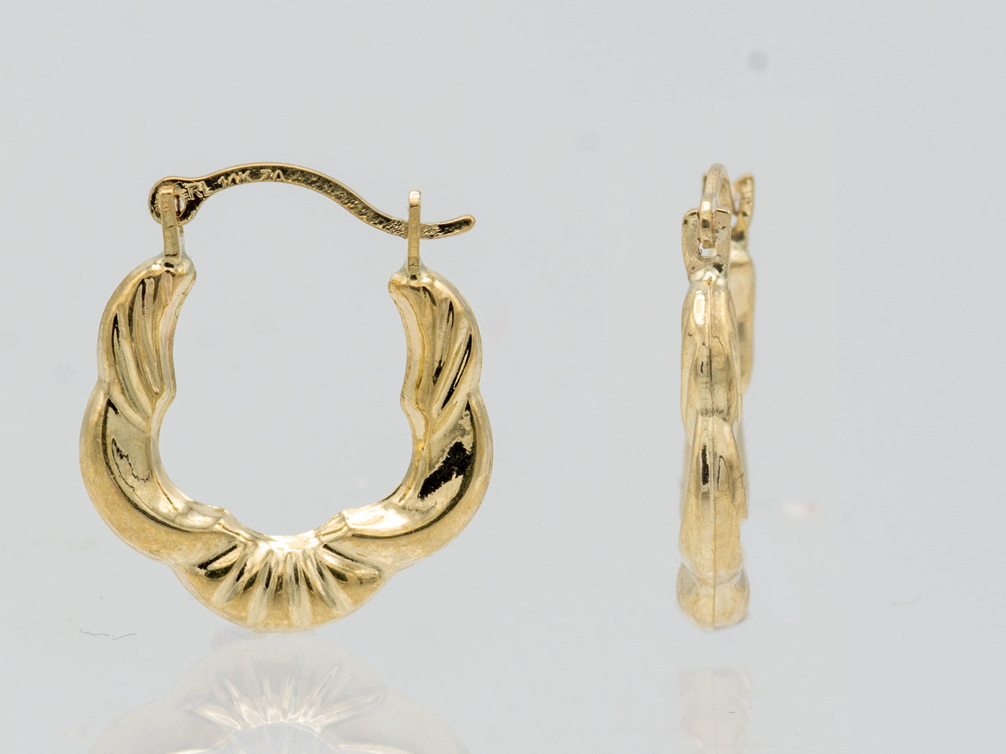 14K Solid Gold Flower Hoop Earrings