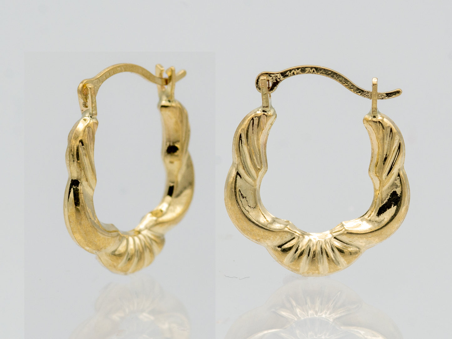 14K Solid Gold Flower Hoop Earrings