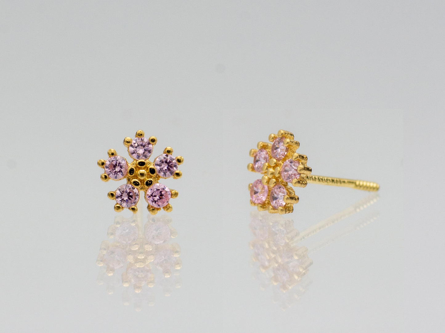 14k Solid Gold Tiny flower Stud Earrings