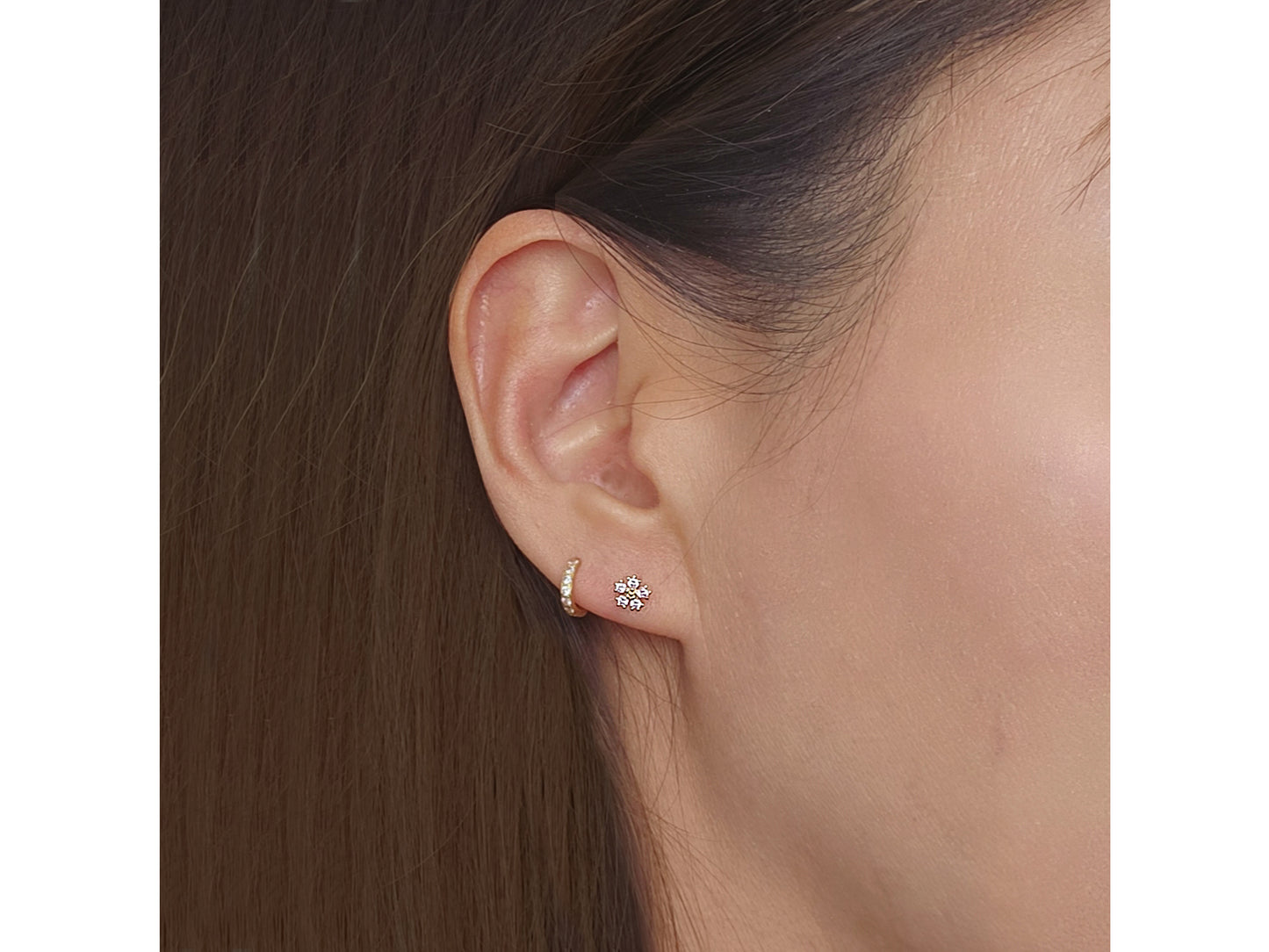 14k Solid Gold Tiny flower Stud Earrings