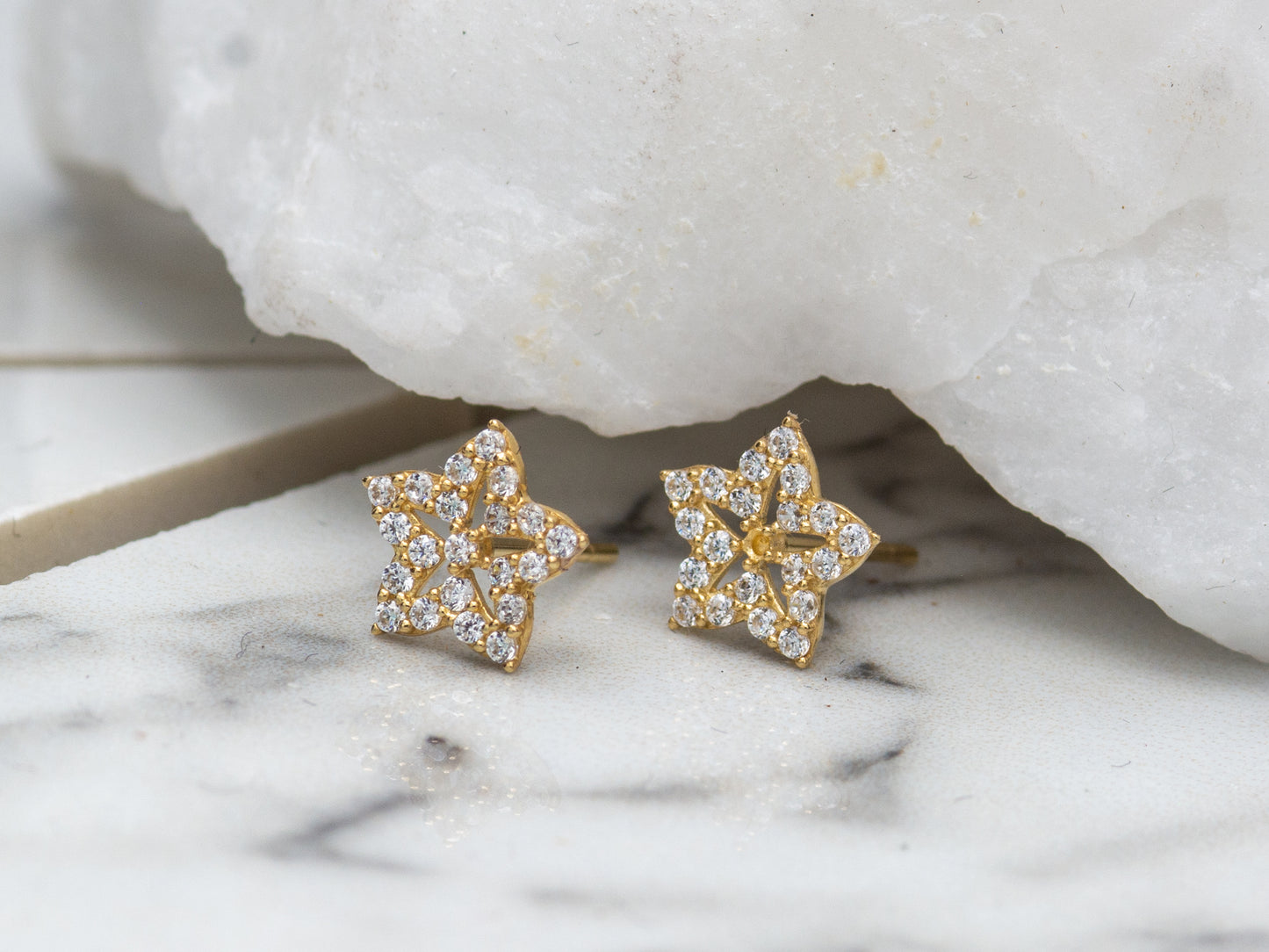 14k solid gold Shooting Stars stud earrings