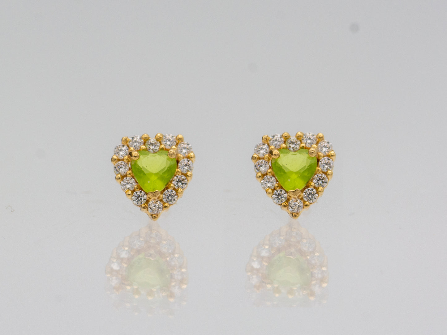 14K solid gold Tiny Heart Stud Earrings in Cubic Zirconia