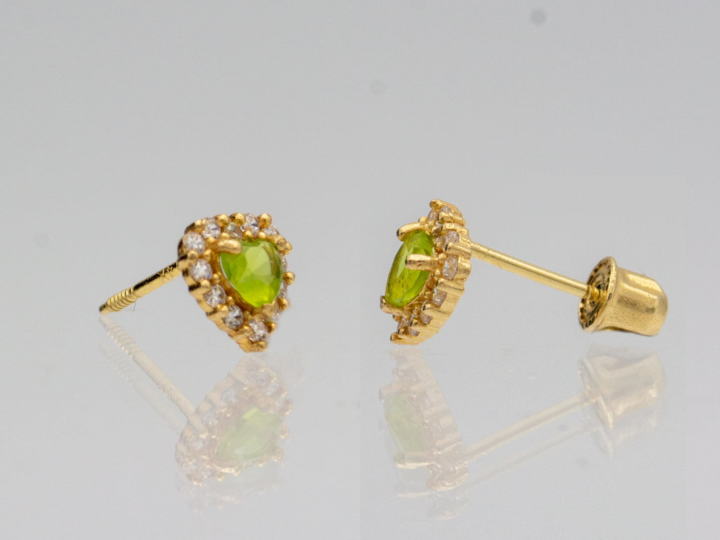 14K solid gold Tiny Heart Stud Earrings in Cubic Zirconia