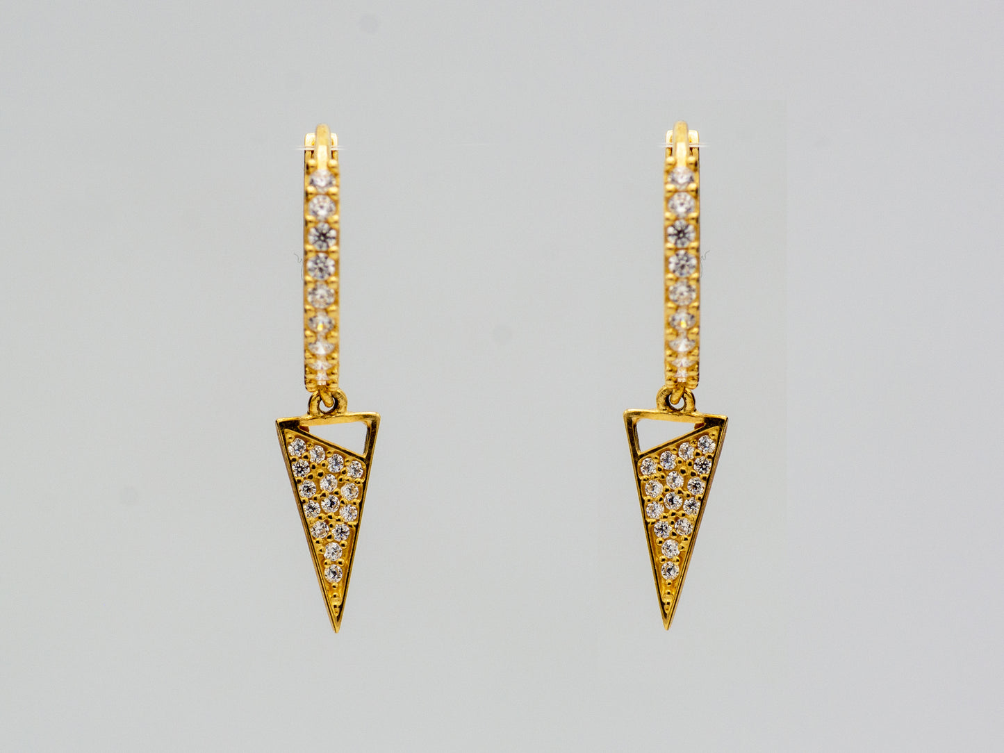 14k solid Gold Simulated Diamond Spike Hoop Earring
