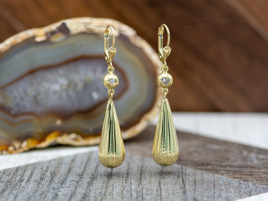 14k solid gold Teardrop CZ Hanging Dangle earring