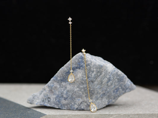 14k solid gold Chain Tear Drop Earrings