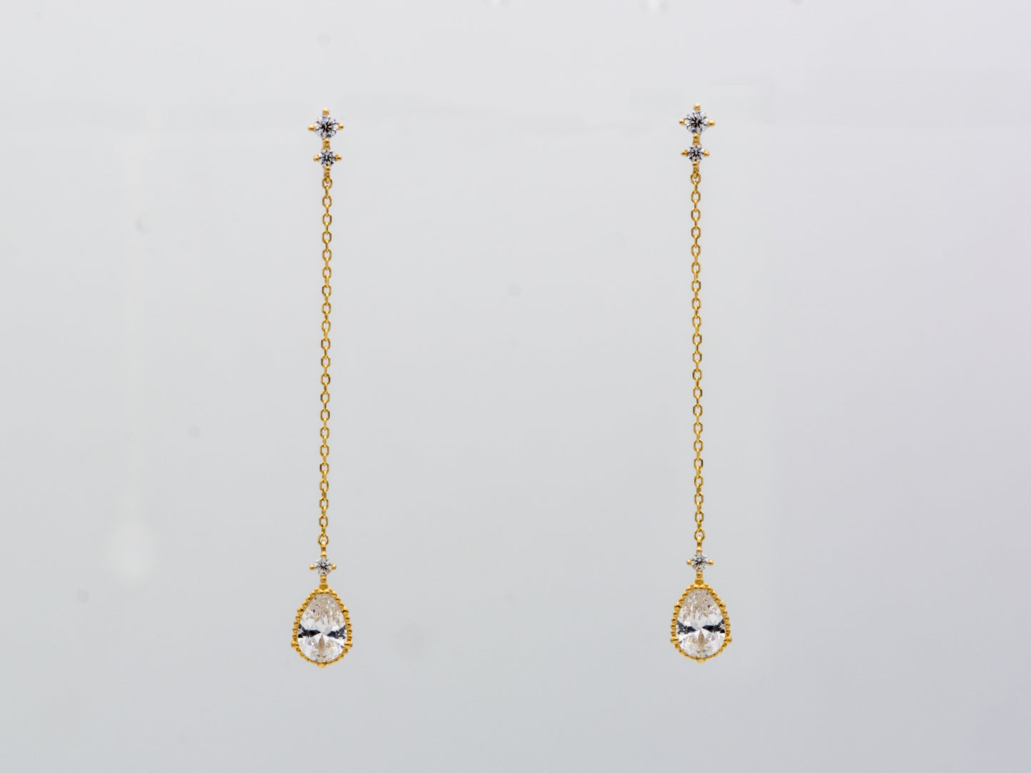 14k solid gold Chain Tear Drop Earrings