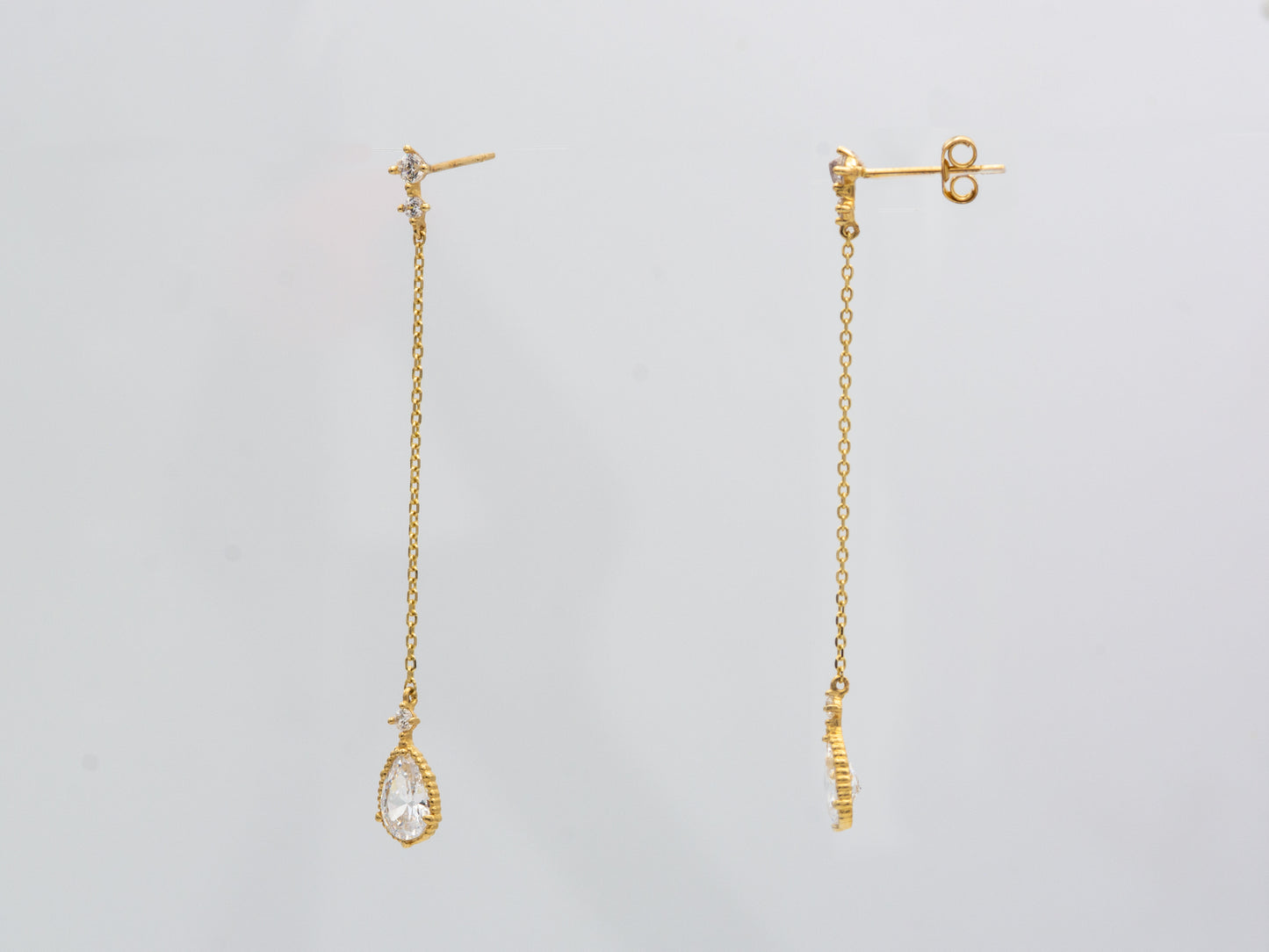 14k solid gold Chain Tear Drop Earrings