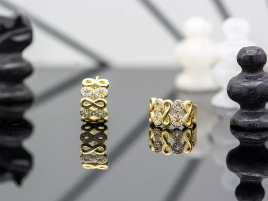 14K Solid Gold Infinity Huggies Hoop Earrings