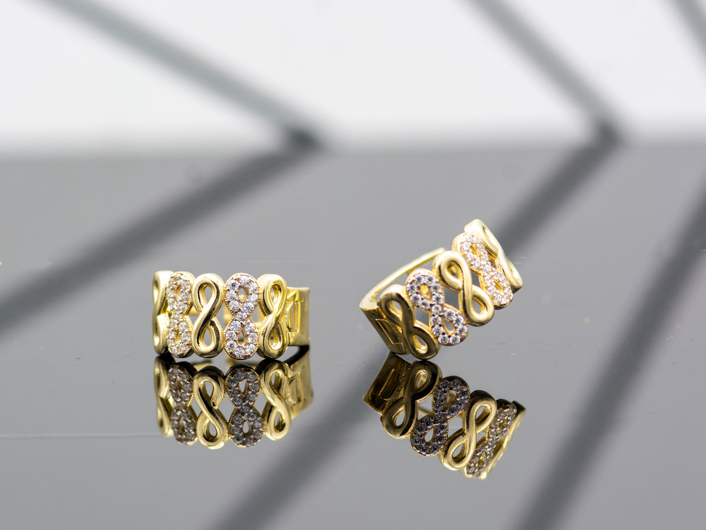 14K Solid Gold Infinity Huggies Hoop Earrings