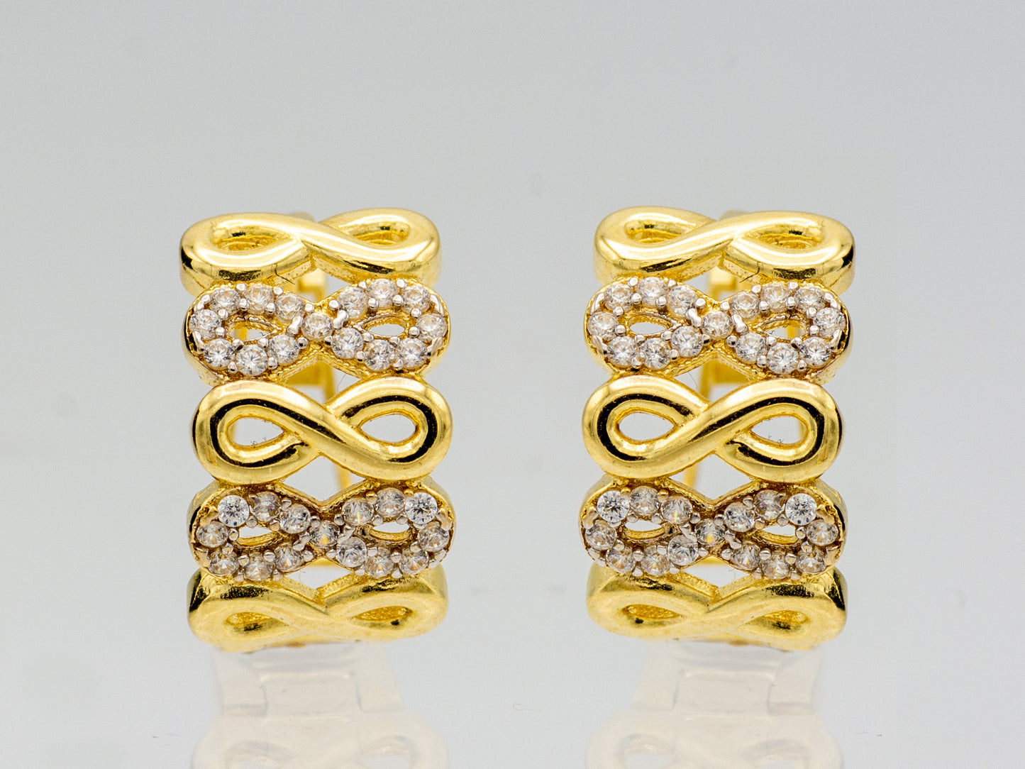 14K Solid Gold Infinity Huggies Hoop Earrings