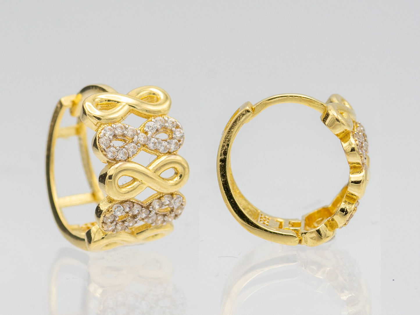 14K Solid Gold Infinity Huggies Hoop Earrings