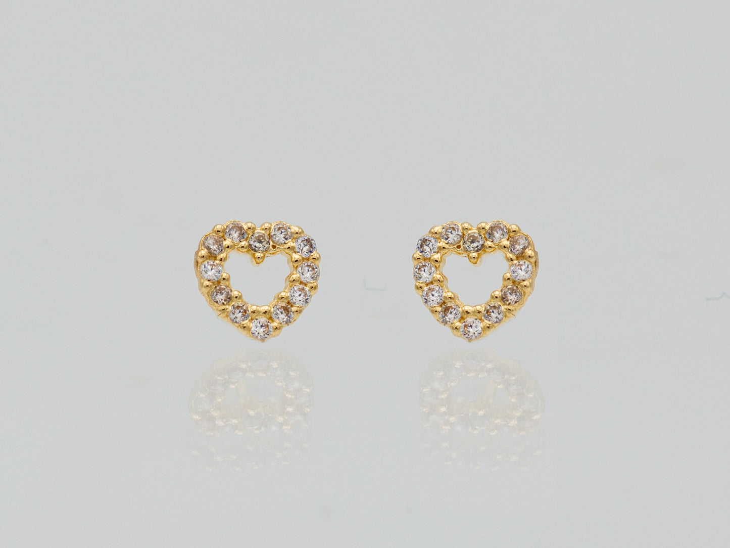 14k solid gold Hollow Heart stud earrings