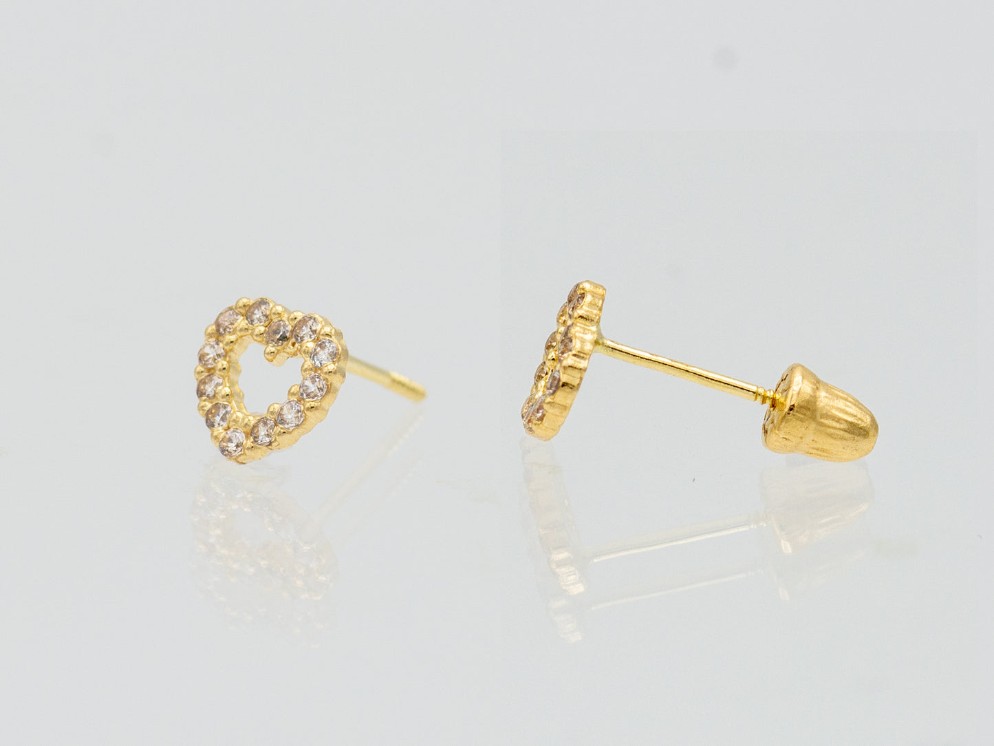 14k solid gold Hollow Heart stud earrings