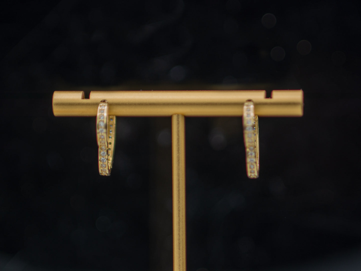 14K Solid Gold Heart Pave CZ Huggies Hoop earring