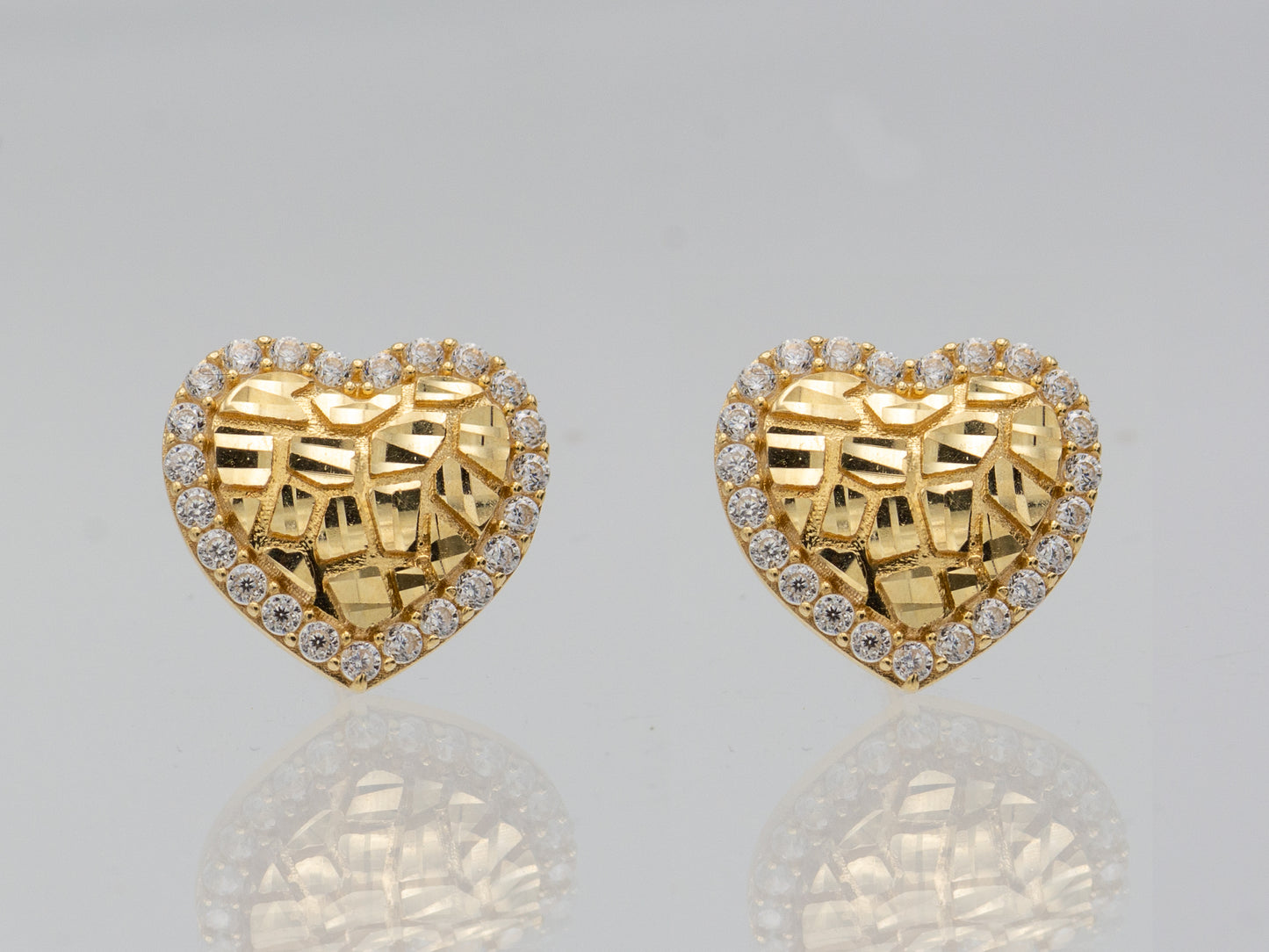 14K Solid Gold Heart Nugget earring