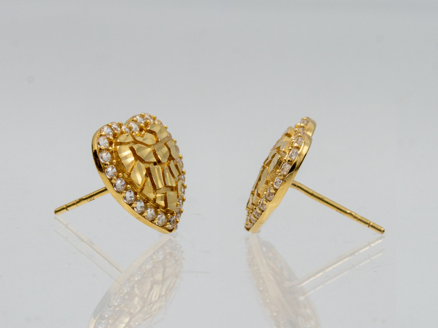 14K Solid Gold Heart Nugget earring
