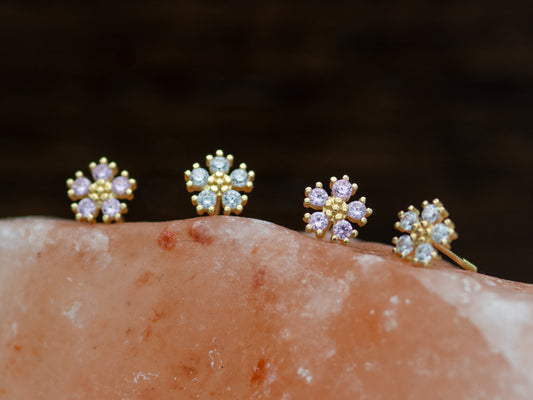 14k solid gold Cherry blossoms stud earrings