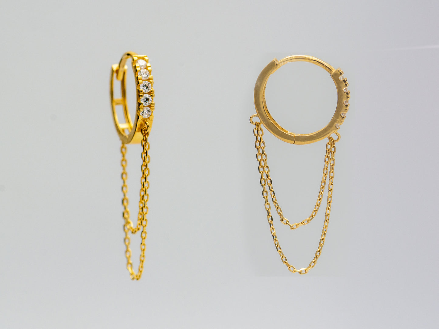 14k solid  gold tassel hoop earrings