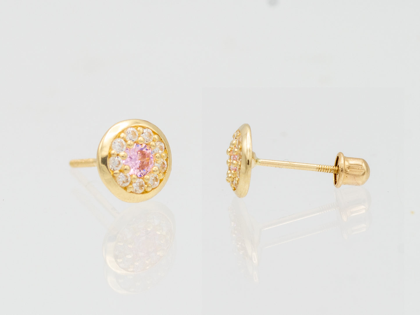 14k solid gold classic Birthstone Solitaire stud earring