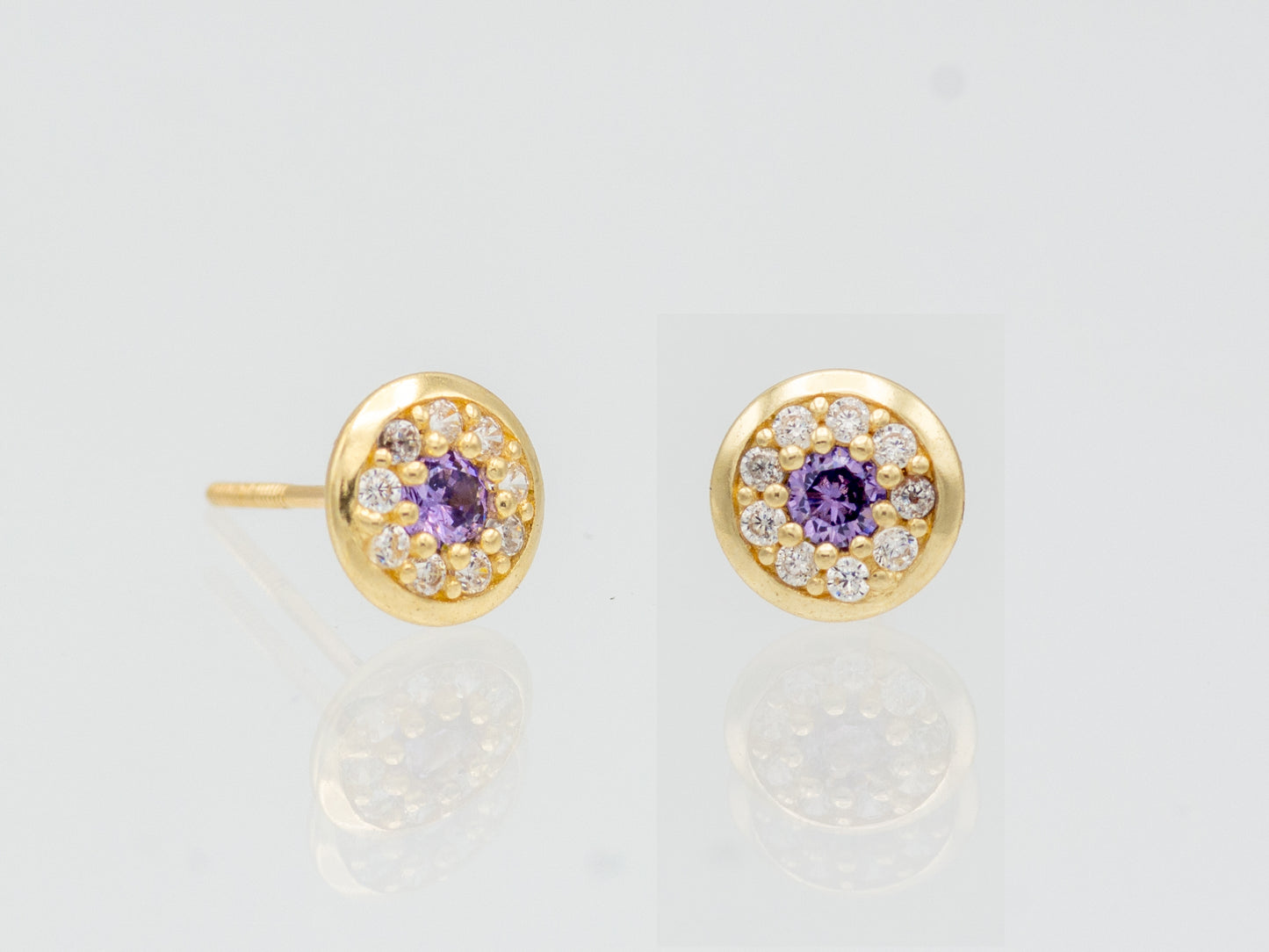 14k solid gold classic Birthstone Solitaire stud earring