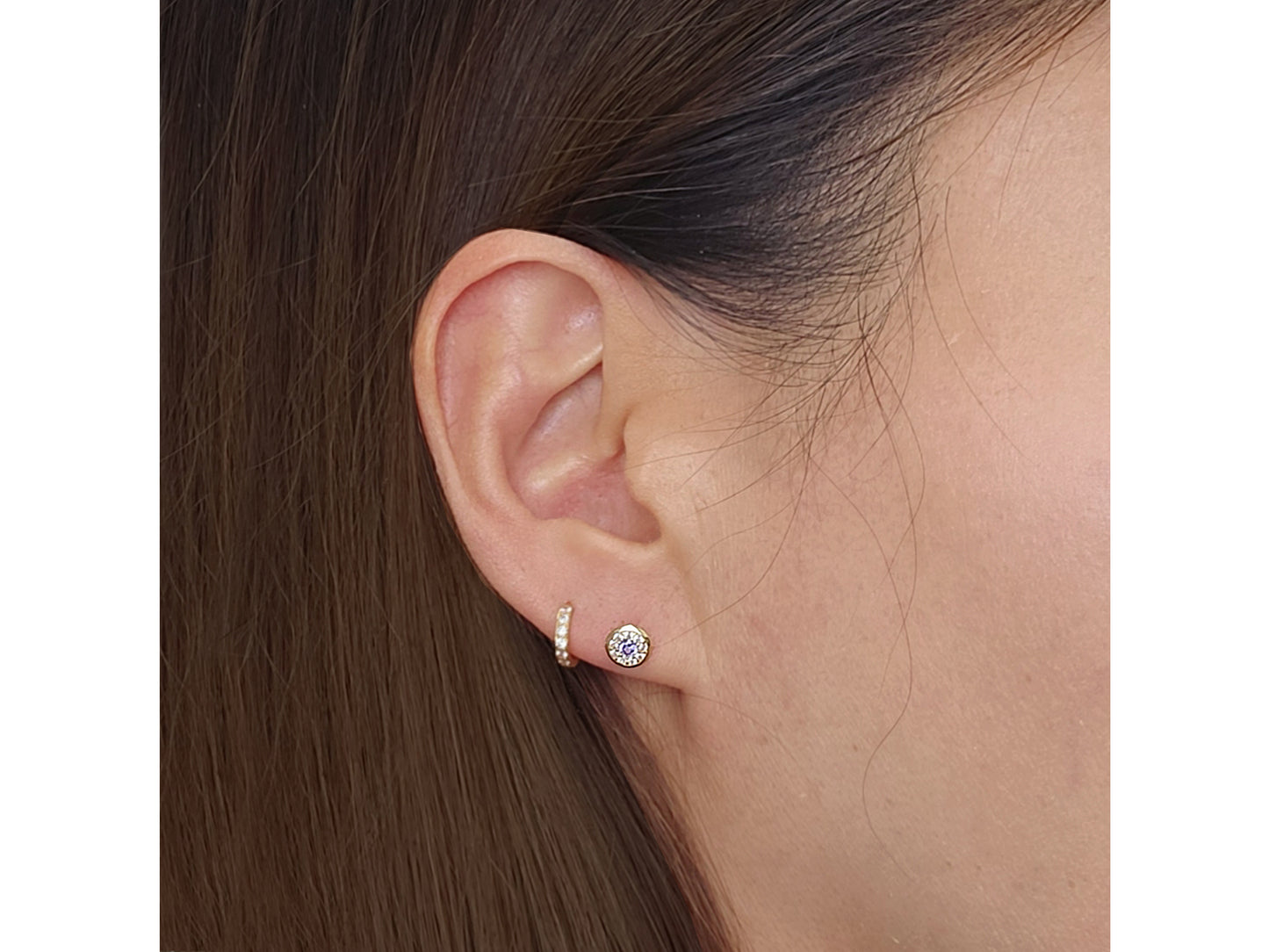 14k solid gold classic Birthstone Solitaire stud earring