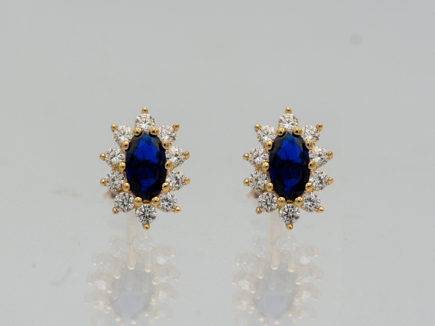 14k solid gold Synthetic Blue Sapphire Stud Earring