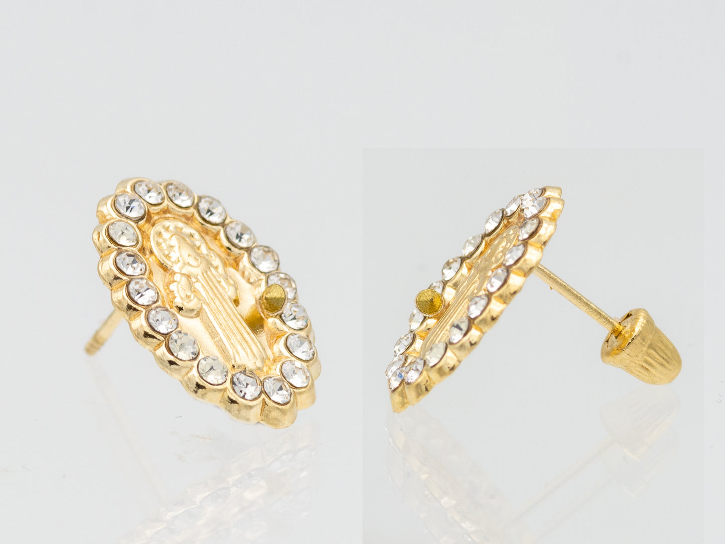 14k solid gold San Benito Saint Benedict CZ earring