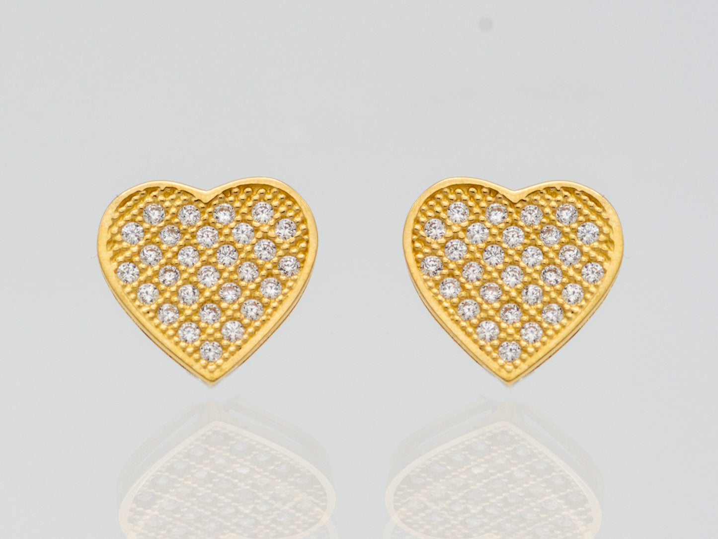 14k solid gold Pave Heart CZ Stud earring