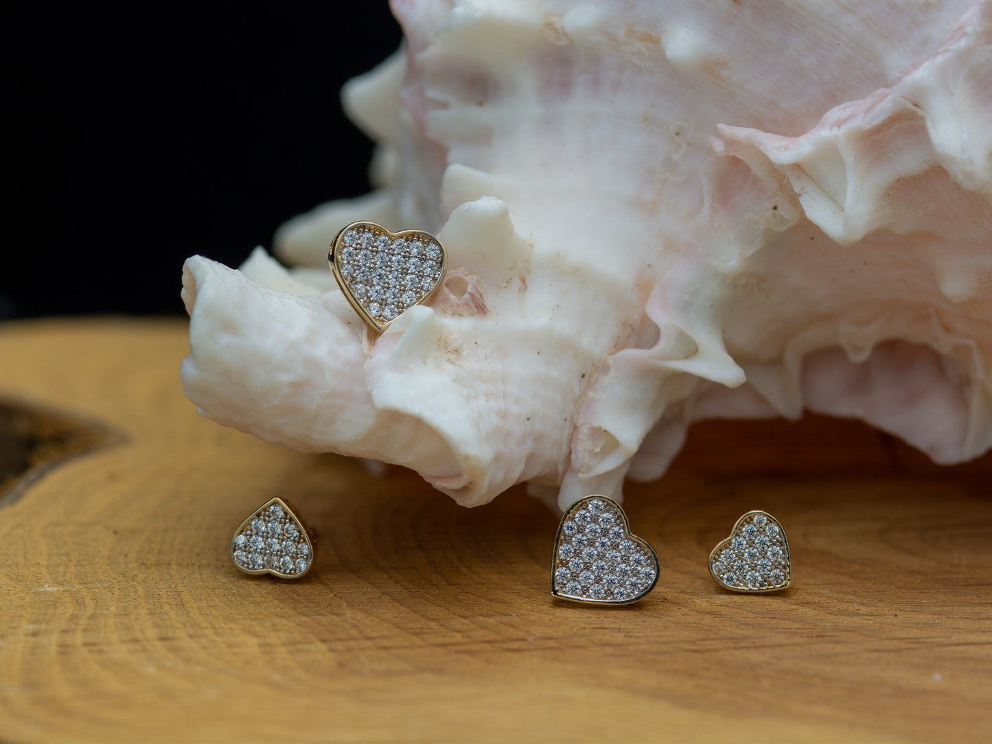 14k solid gold Pave Heart CZ Stud earring