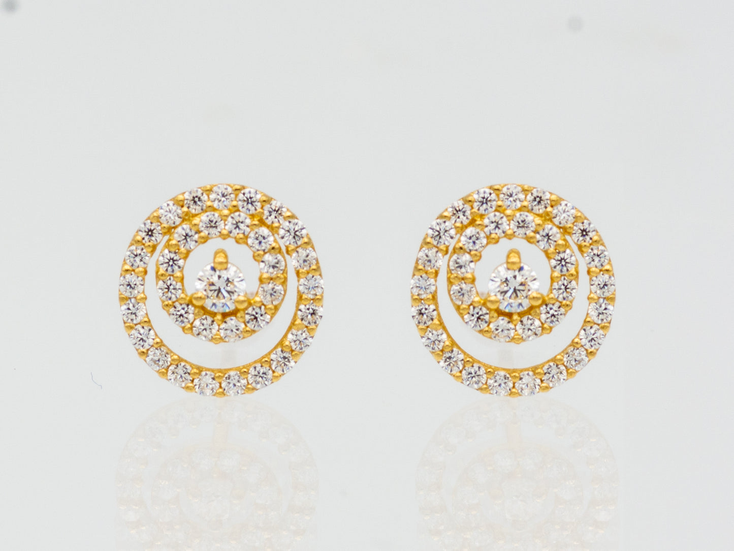 14k solid gold Halo Cubic Zirconia stud earrings