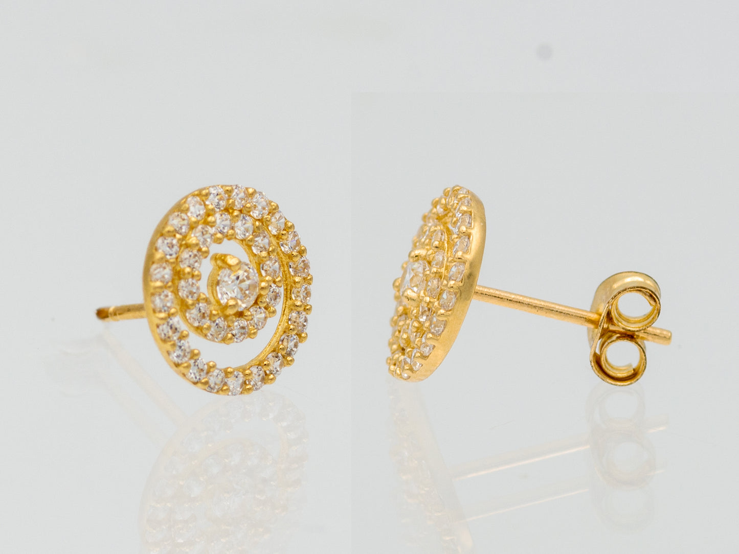 14k solid gold Halo Cubic Zirconia stud earrings