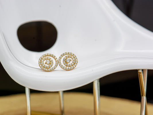 14k solid gold Halo Cubic Zirconia stud earrings