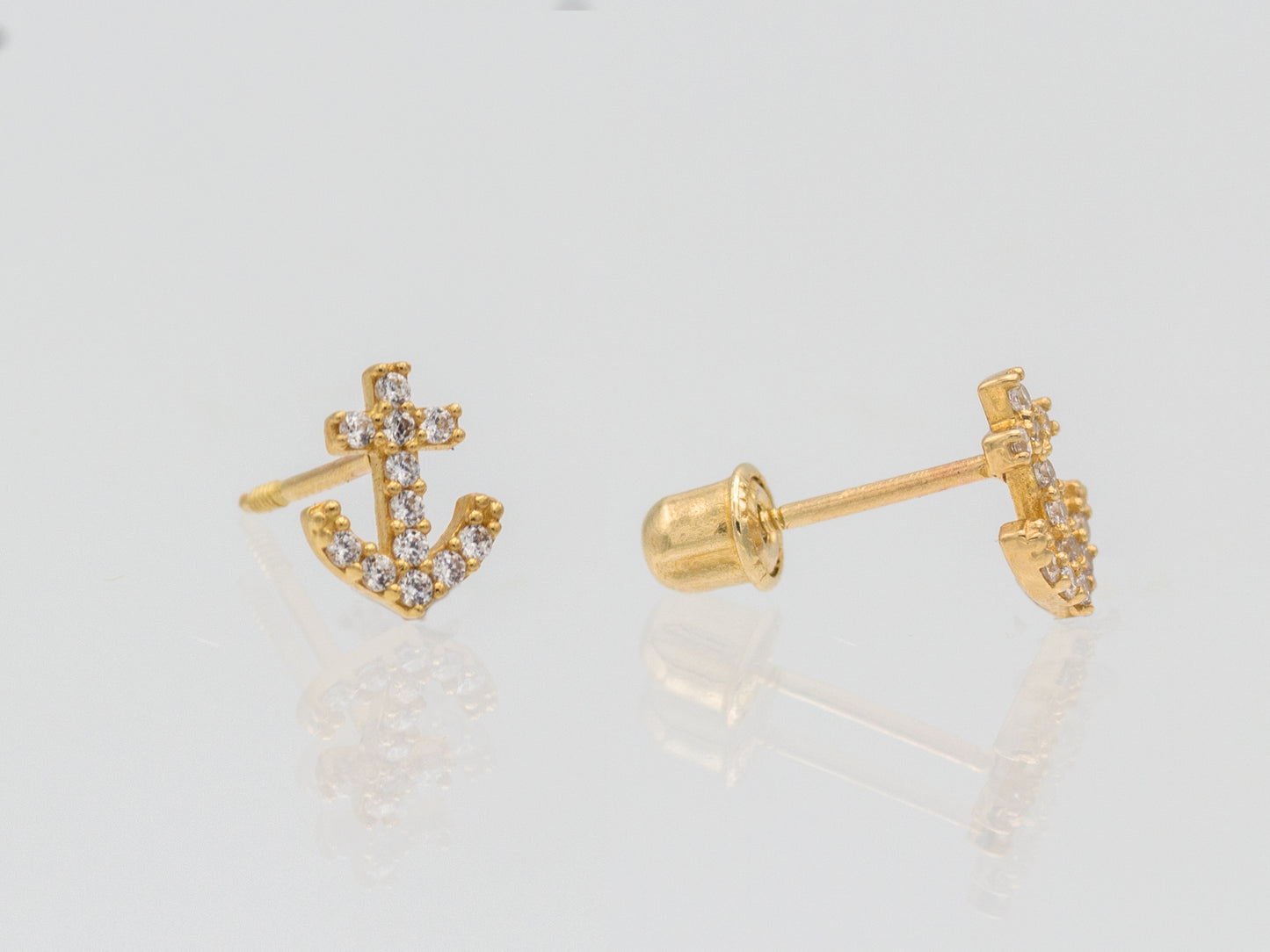 14k solid gold horseshoe screw back stud earing