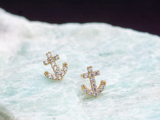 14k solid gold horseshoe screw back stud earing