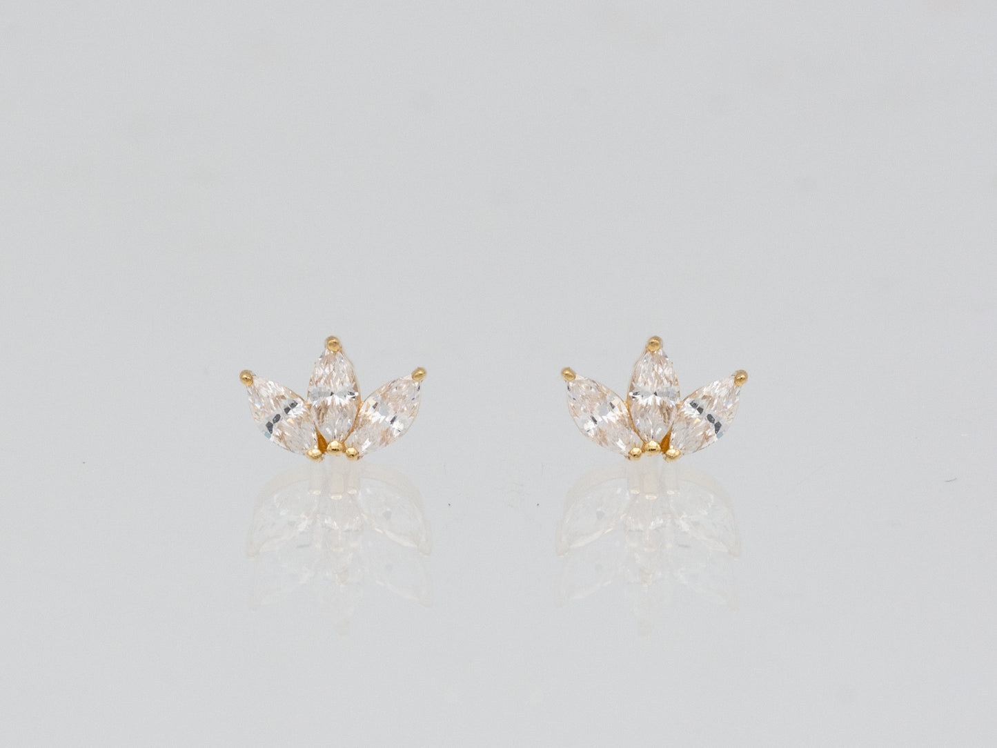 14k solid gold Lotus Flower stud earring
