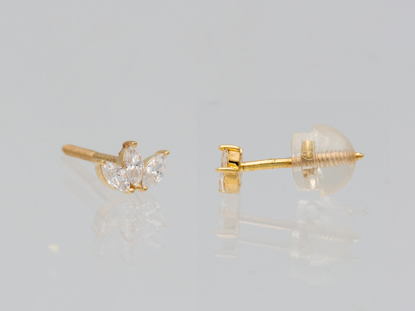 14k solid gold Lotus Flower stud earring