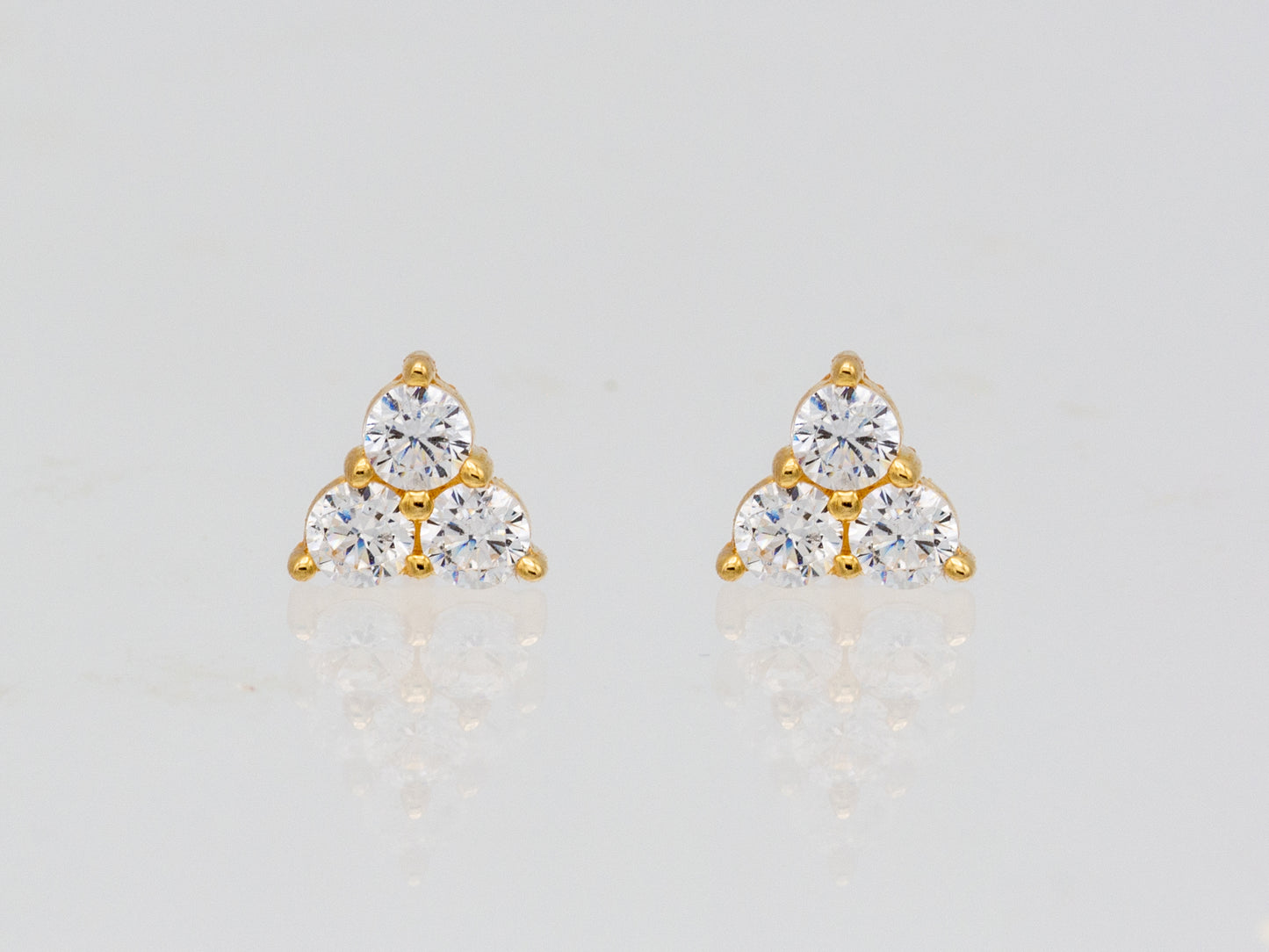 14K solid gold Trinity stud earring