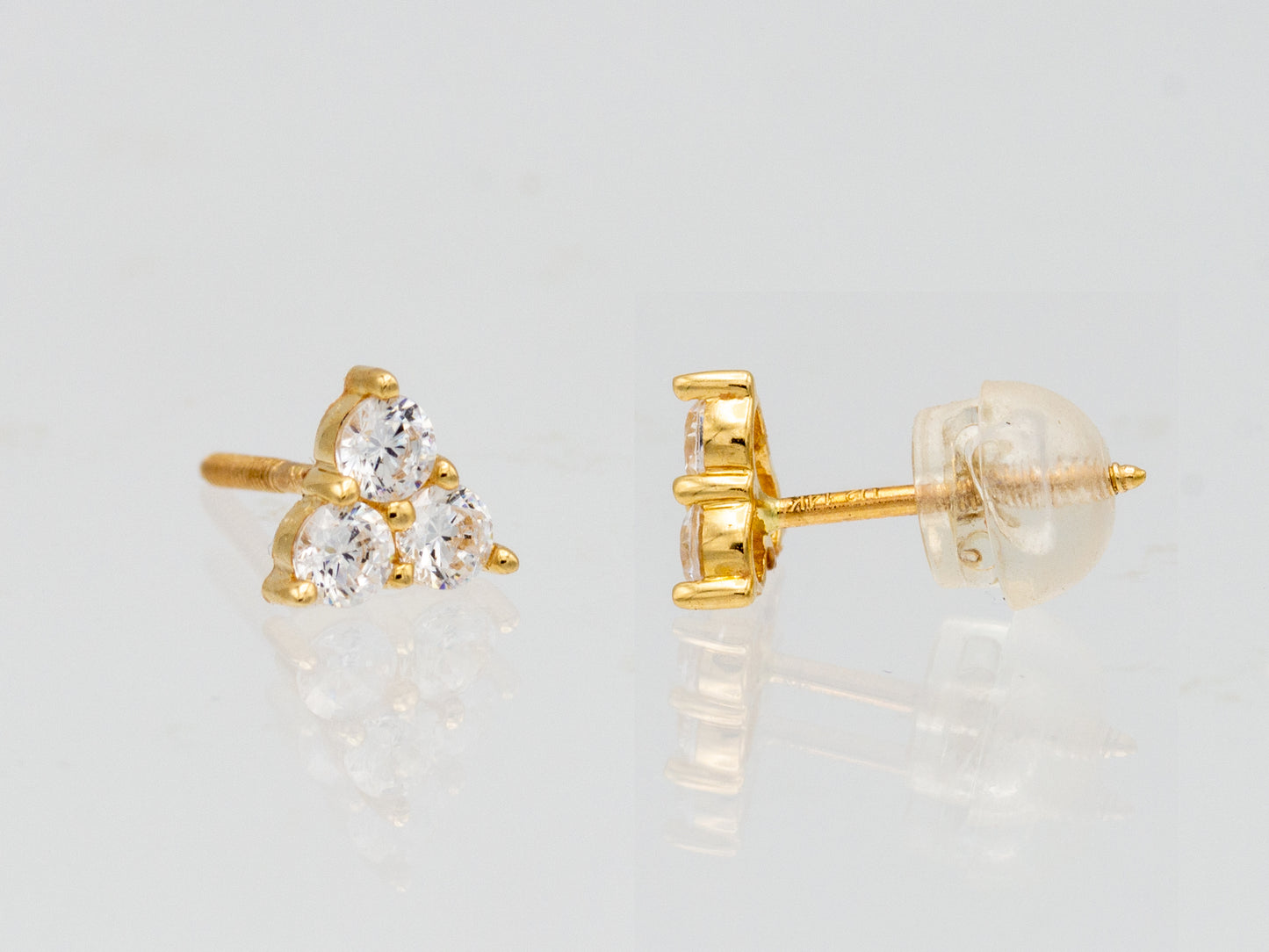 14K solid gold Trinity stud earring