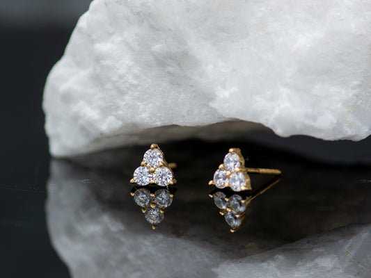 14K solid gold Trinity stud earring