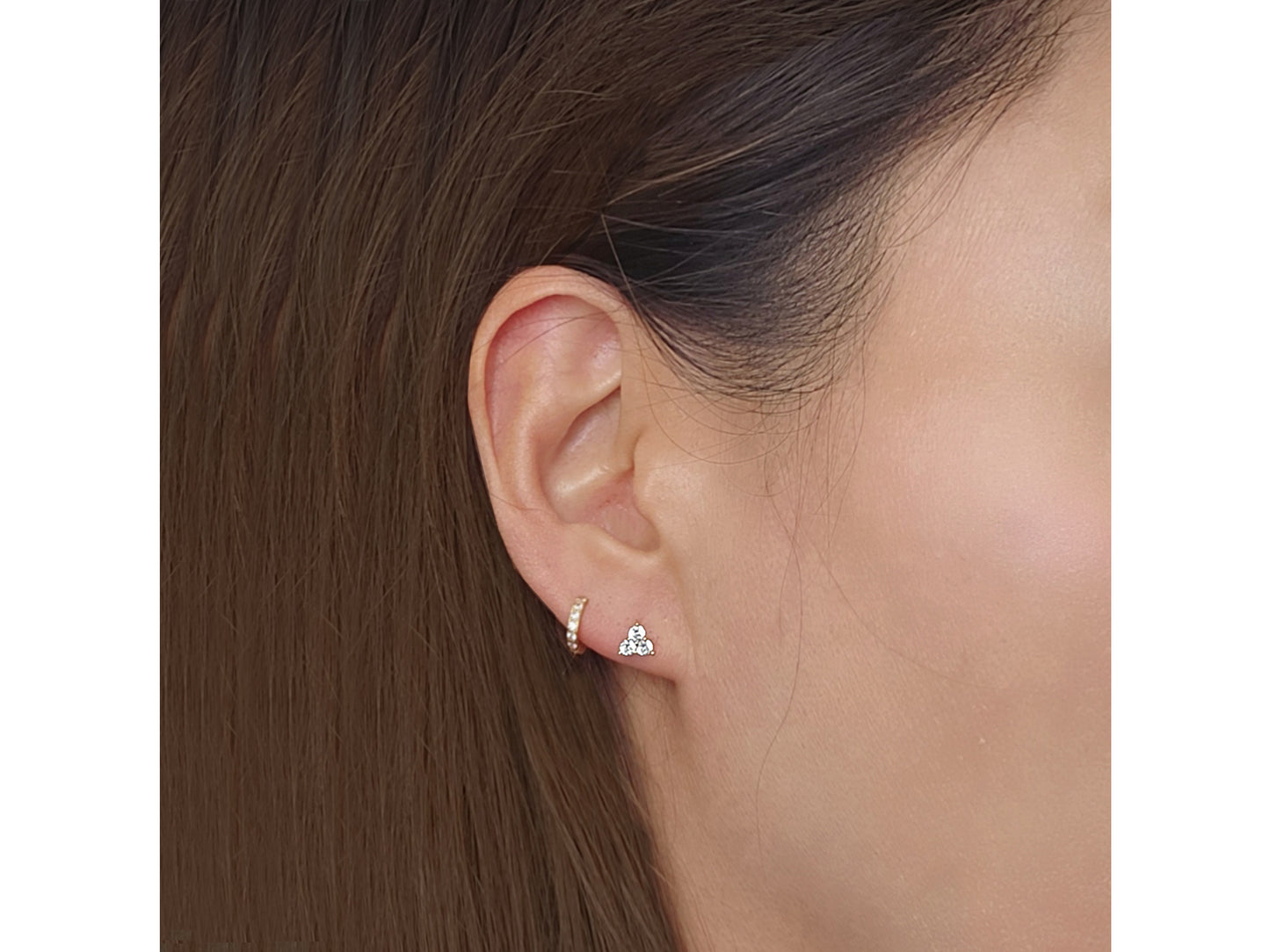 14K solid gold Trinity stud earring