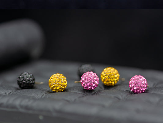 14k solid gold Crystal Disco Ball Stud earring
